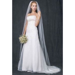 Organza Trumpet Wedding Dress with Beaded Lace‎ in Ivory NWT 6 WG3121